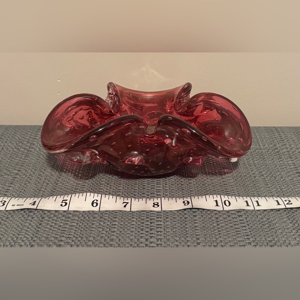 VTG~Murano Pink Hand Blown Decoative Glass Bowl/Ashtray-Art Glass - Picture 1 of 3
